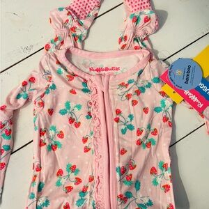 Pink Strawberry Print Baby Romper